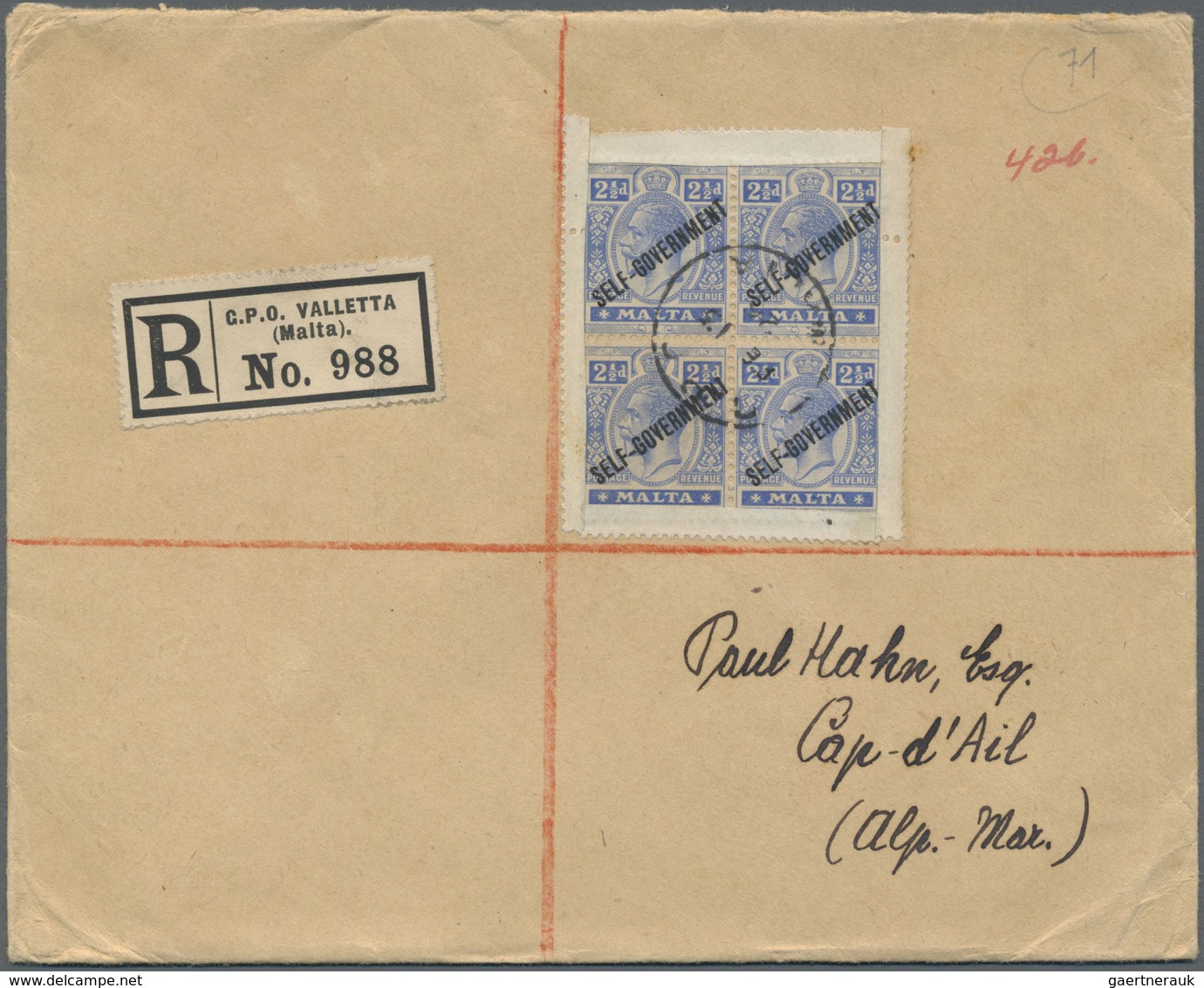 Br/GA Malta: 1845-1950 (ca.), collection of 170 mostly better items, shipmail, postage due, many registere