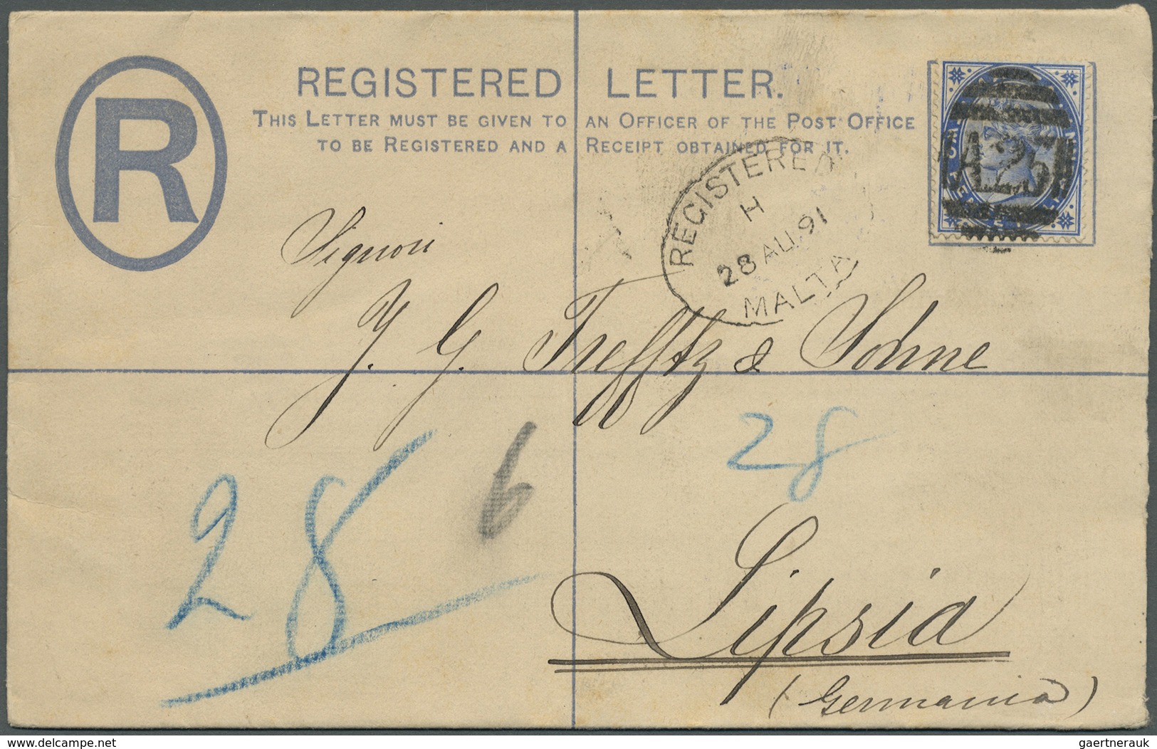 Br/GA Malta: 1878/1951: Group Of 40 Postal Stationeries, Covers And Cards Used To Germany (mostly), Austri - Malte