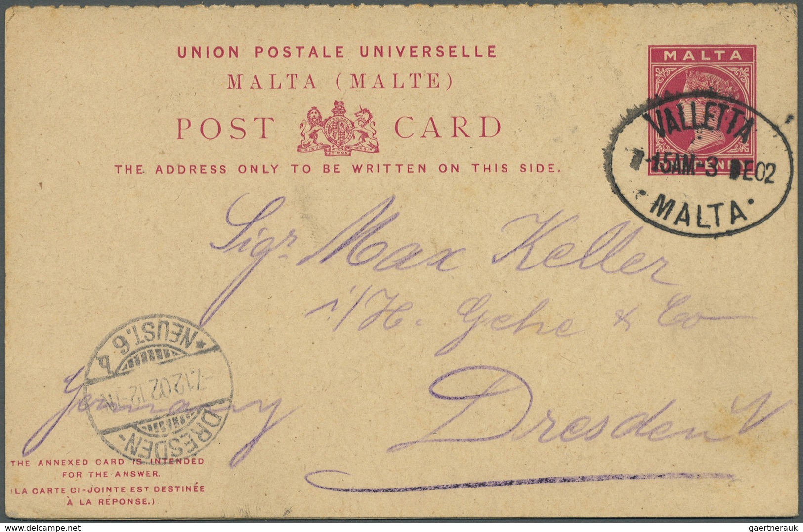 Br/GA Malta: 1878/1951: Group Of 40 Postal Stationeries, Covers And Cards Used To Germany (mostly), Austri - Malte