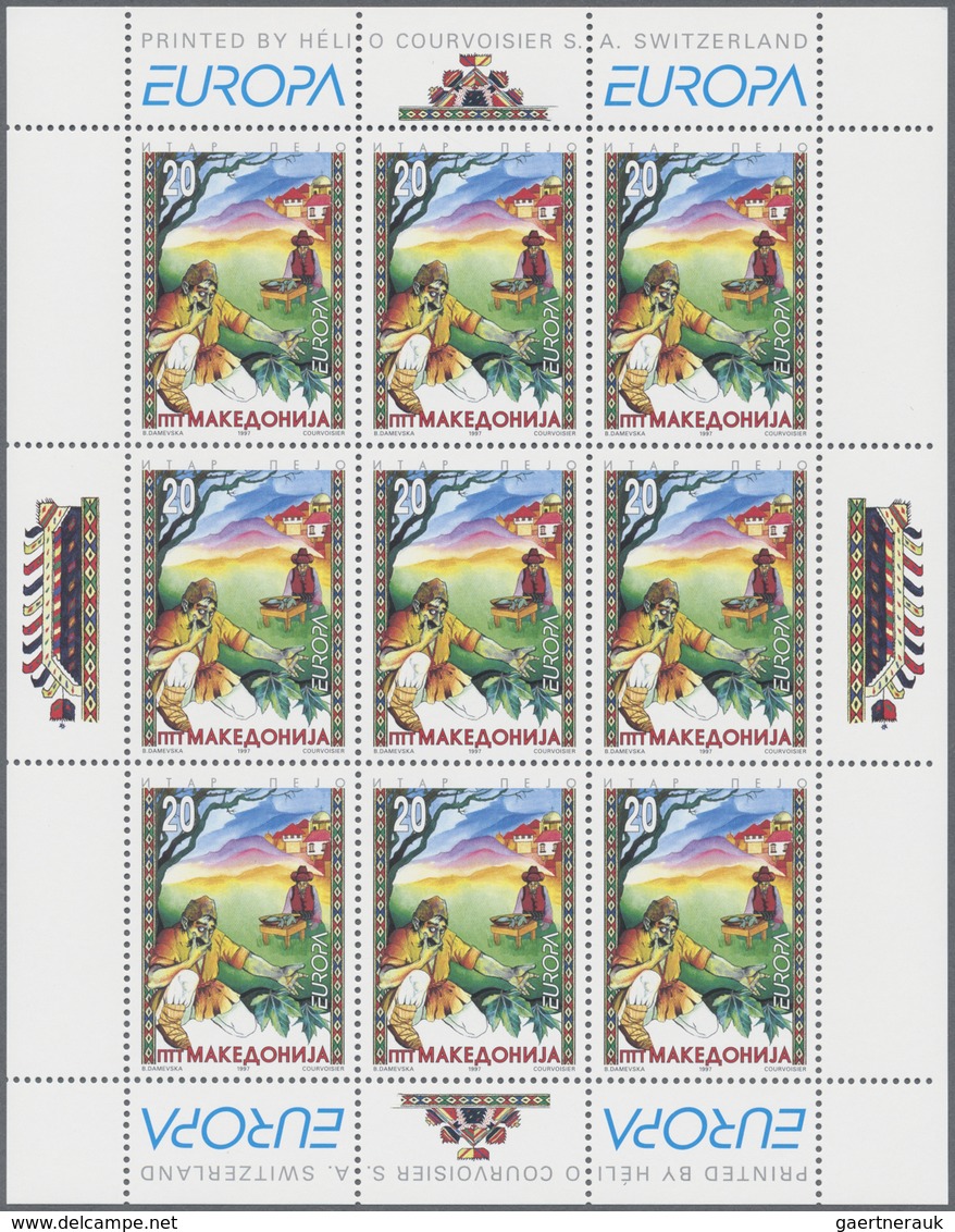 ** Mazedonien: 1997, Europa, 900 Sets In Sheets Of 9 Stamps Per Issue, All Mint Never Hinged. Michel 16 - Macédoine Du Nord