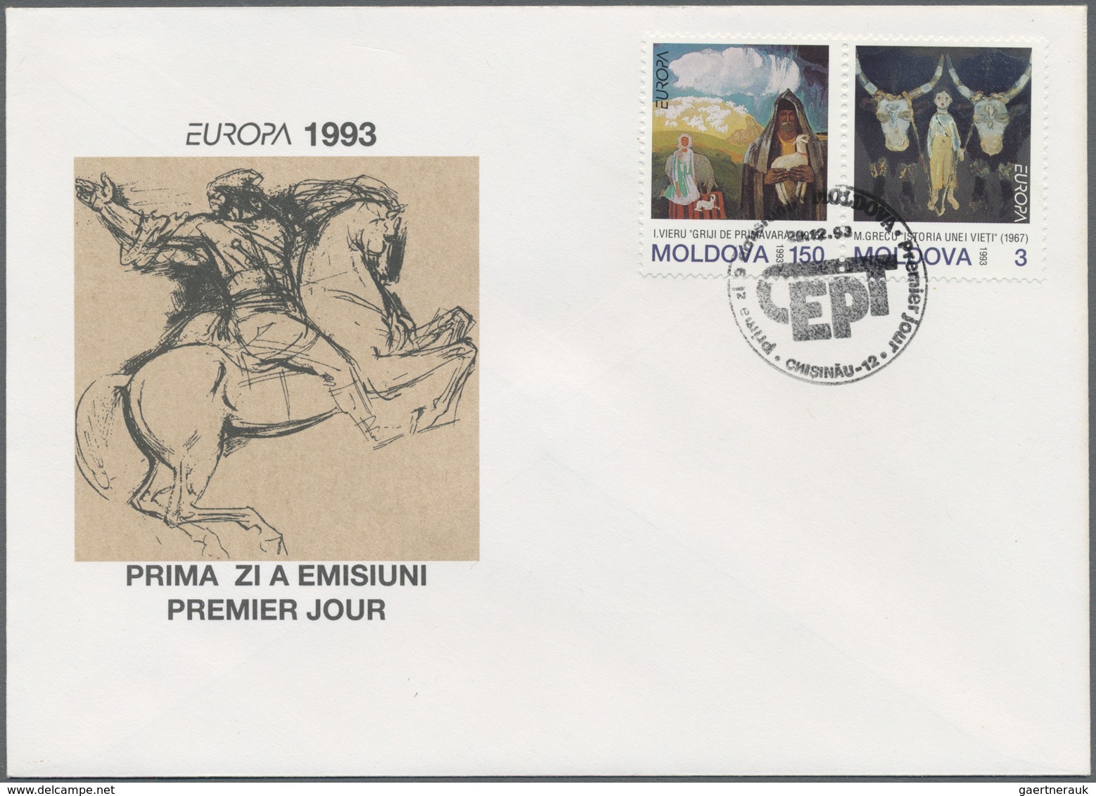 Moldawien: 1993, Europa-CEPT Lagerbestand Von Ersttagsbriefen Mit Zusammendrucken (108), Kompl. Böge - Moldavie