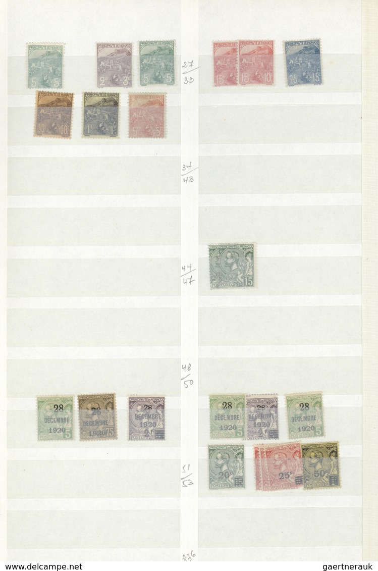 **/*/O Monaco: 1885-1990 Ca.: Comprehensive Stock Of Mostly Mint Stamps, Se-tenants, Multiples, Souvenir Sh - Neufs