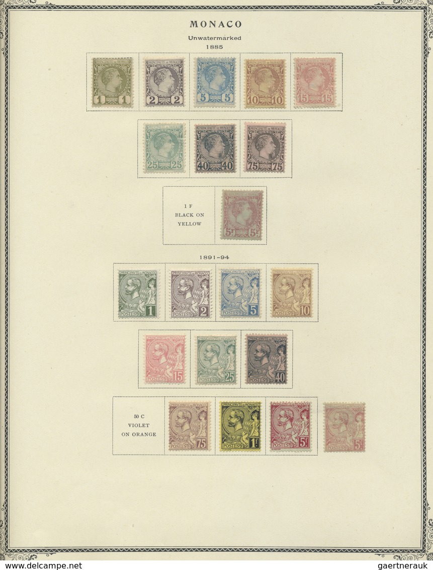 * Monaco: 1885/1950 (ca.), Saubere Ungebrauchte Sammlung Auf Vordruckblättern über Weite Strecken Komp - Neufs
