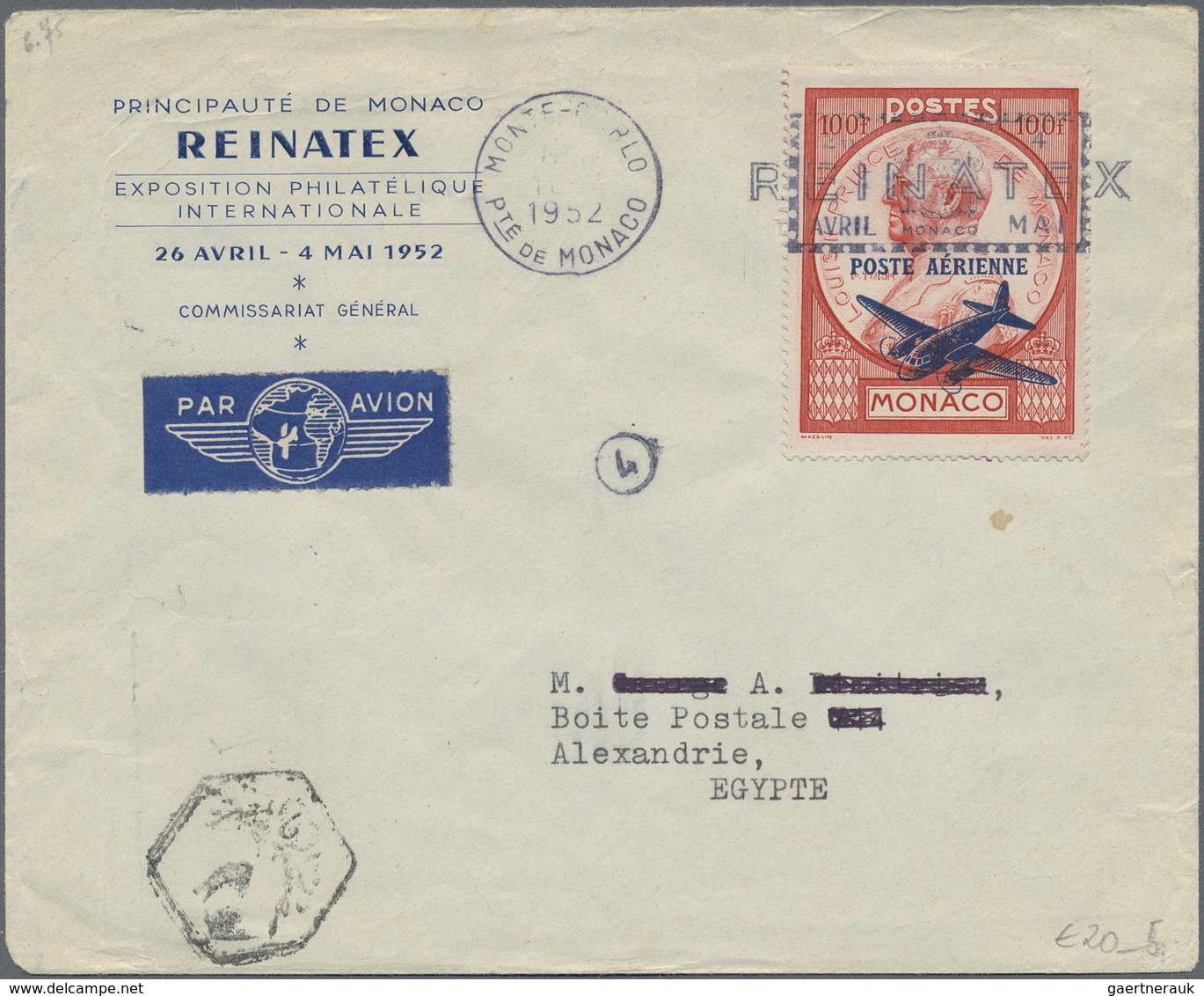 Br/GA Monaco: 1890/1960 (ca): 62 Covers And Postal Stationary, E.g. Airmails, Registered Letters, Reimbour - Neufs