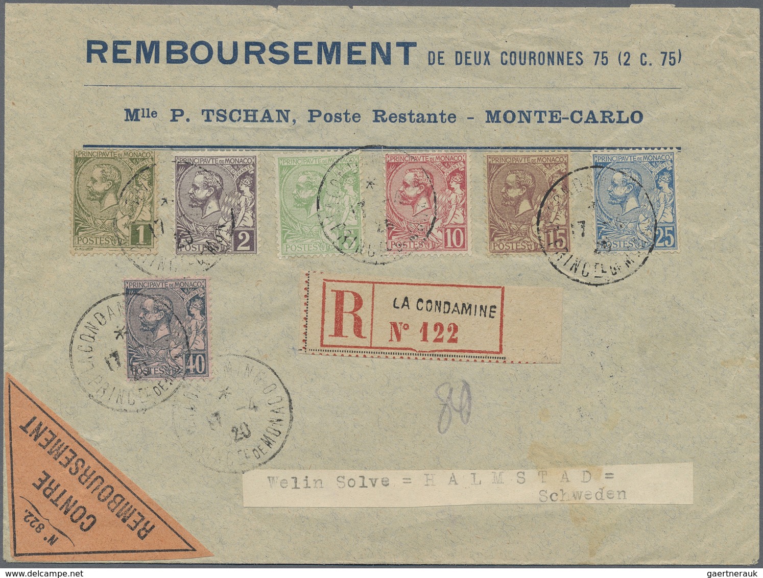 Br/GA Monaco: 1890/1960 (ca): 62 Covers And Postal Stationary, E.g. Airmails, Registered Letters, Reimbour - Neufs