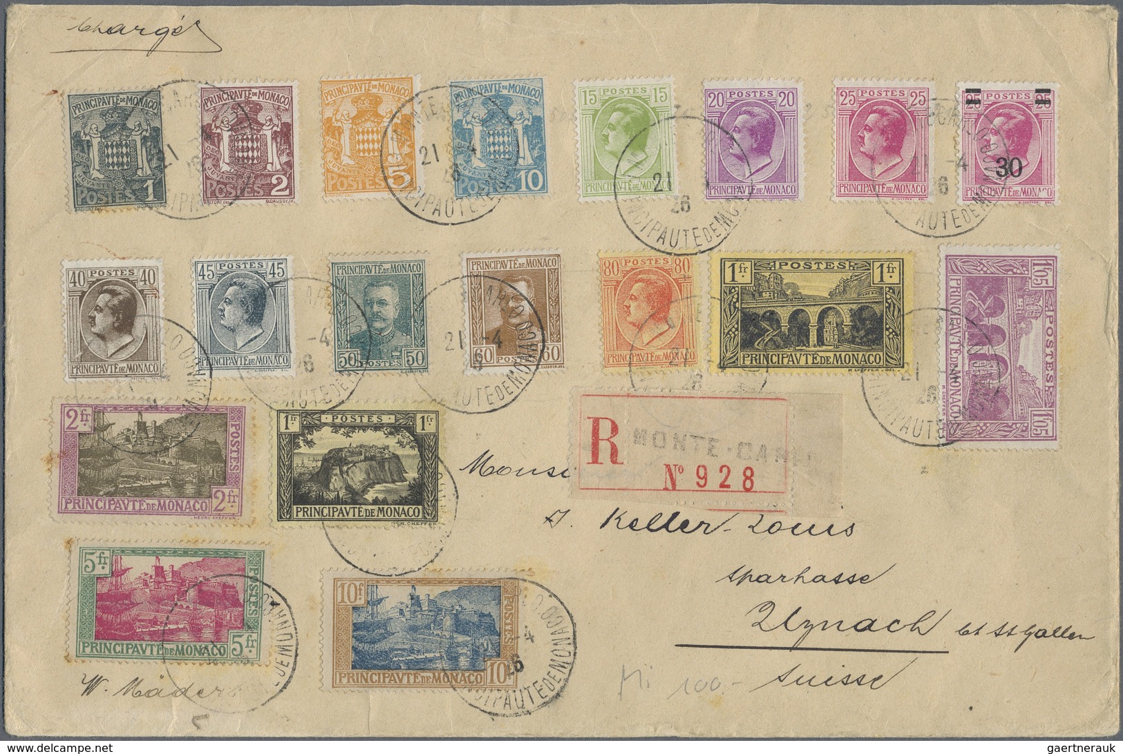 Br/GA Monaco: 1890/1960 (ca): 62 Covers And Postal Stationary, E.g. Airmails, Registered Letters, Reimbour - Neufs