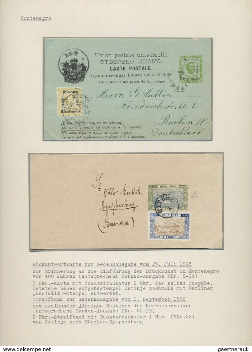 Br/GA/*/** Montenegro: 1875/1943, Lot Of Ca. 50 Covers And Postal Stationeries Used And Unused, Also Stamps In - Montenegro