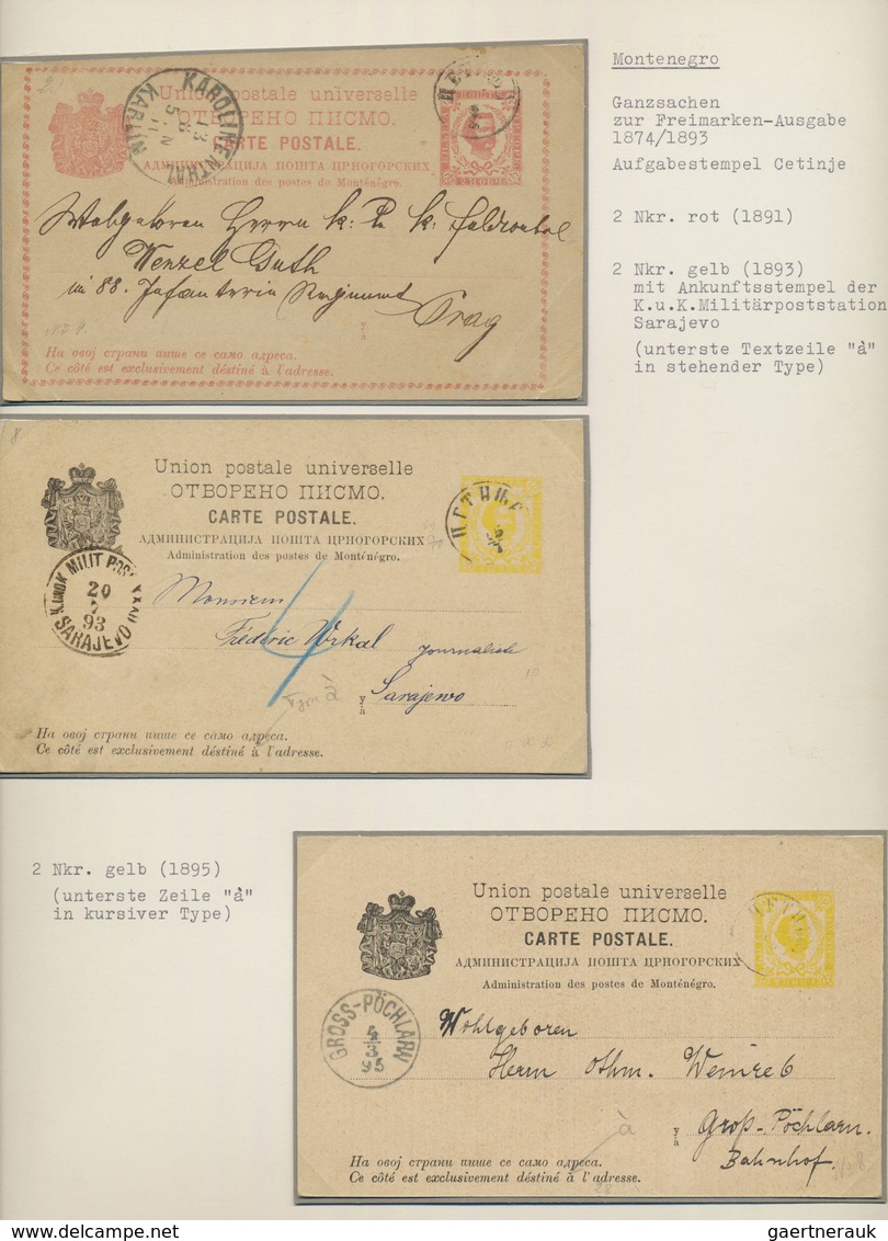 Br/GA/*/** Montenegro: 1875/1943, Lot Of Ca. 50 Covers And Postal Stationeries Used And Unused, Also Stamps In - Montenegro