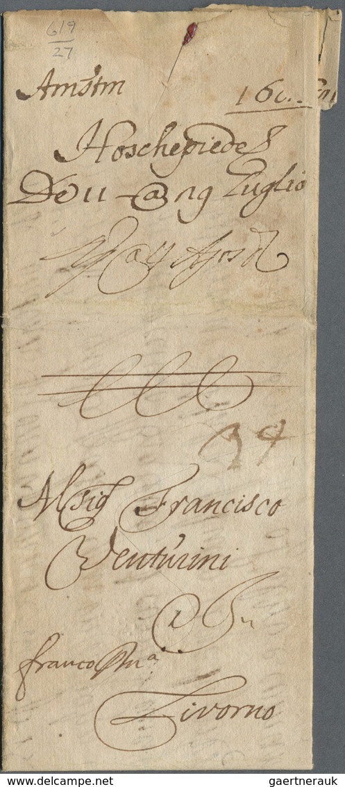 Br Niederlande - Vorphilatelie: 1671/1698, 14 Frühe Komplette Faltbriefe Von Amsterdam Nach Livorno/Ita - ...-1852 Prephilately