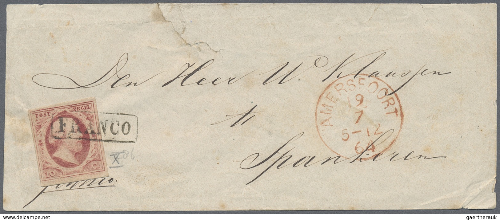 Br Niederlande: 1852, Lot Of Ca. 24 Covers And Folded Letters Each With 10c Carmine Single Franking (1x - Lettres & Documents