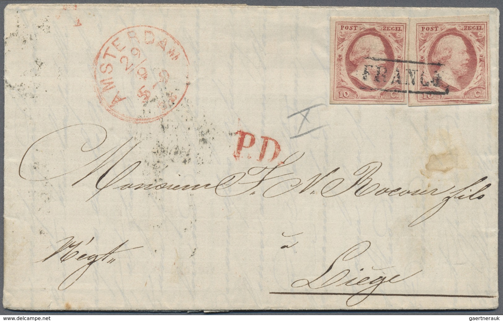 Br Niederlande: 1852, Lot Of Ca. 24 Covers And Folded Letters Each With 10c Carmine Single Franking (1x - Covers & Documents