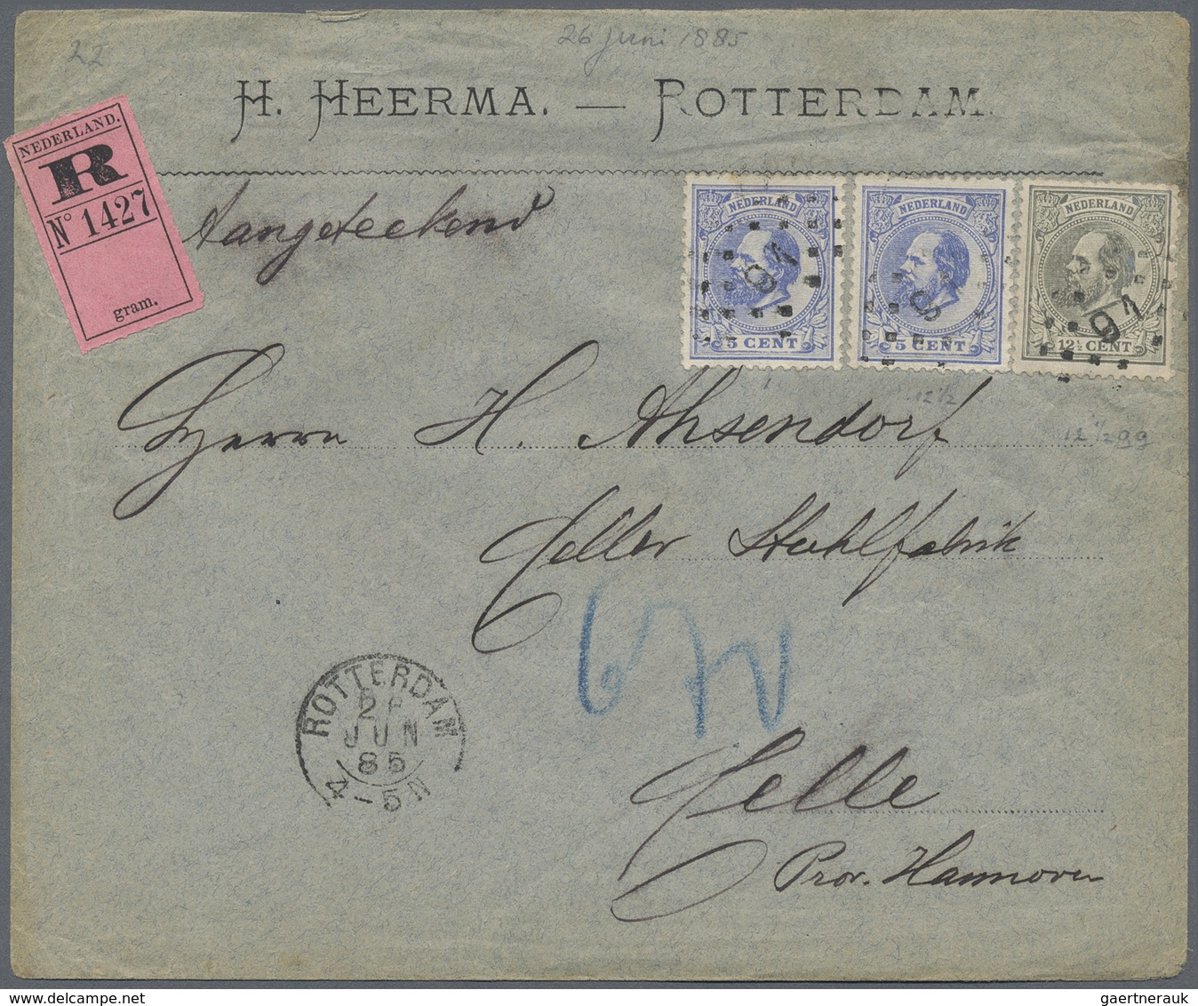 Br Niederlande: 1865/1897, Lot Of 11 Better Foreign Letters, I.a. 3x 15c Orange (Michel No. 6) Single F - Lettres & Documents