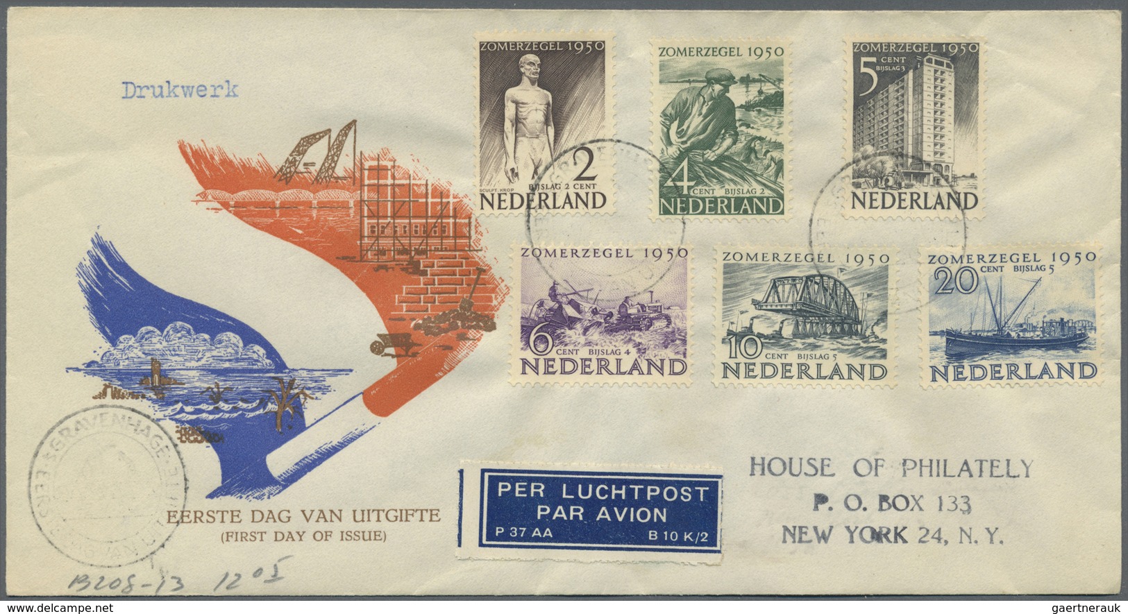 Niederlande: 1950/1956, Kleine Sammlung Von 11 Verschiedenen FDCs, Dabei Sommermarken 1950-1953, Vor - Autres & Non Classés