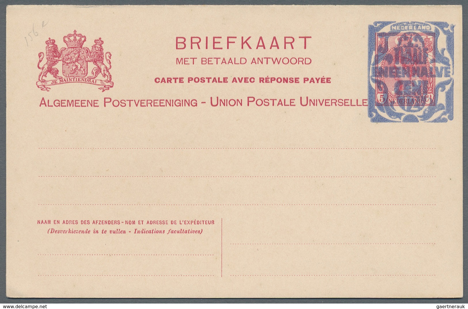 GA Niederlande - Ganzsachen: Ca 1920: Ca 26 Verschiedene Nicht Verausgabte Überdruckprovisorien Von Gan - Entiers Postaux