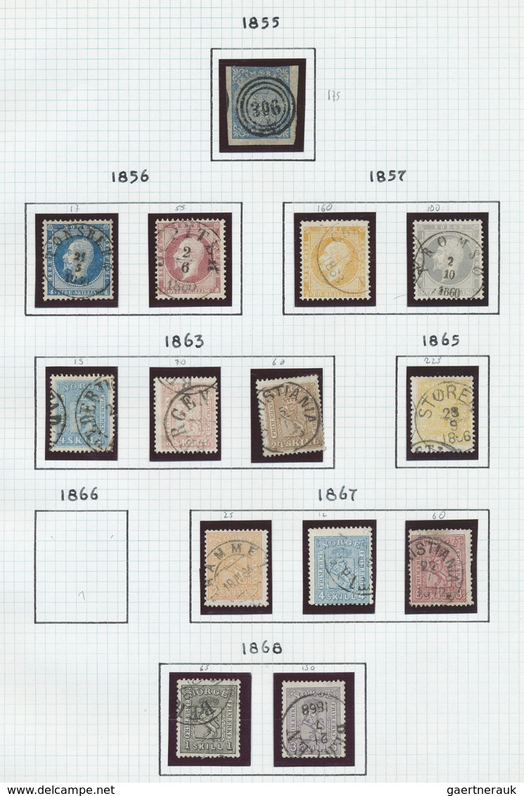 O Norwegen: 1855/1972, Used Collection On Album Pages, From 1855 4sk. Blue, King Oscar, Lion, Followin - Ongebruikt