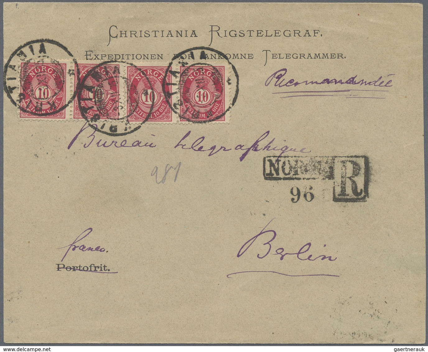 Br Norwegen: 1891/1945, Partie Mit Zehn Frankierten Telegramm-Umschlägen Und Faltbriefen, Dabei Untersc - Nuovi