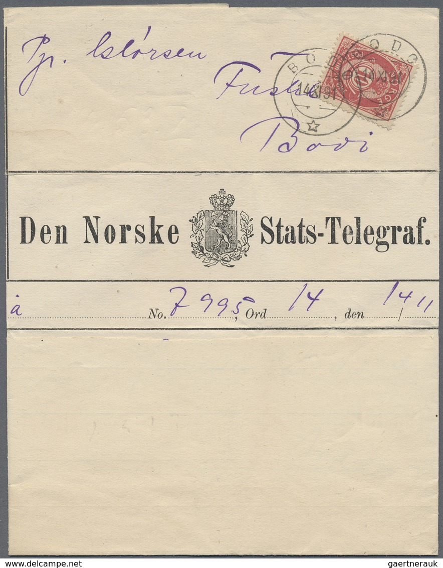 Br Norwegen: 1891/1945, Partie Mit Zehn Frankierten Telegramm-Umschlägen Und Faltbriefen, Dabei Untersc - Ongebruikt