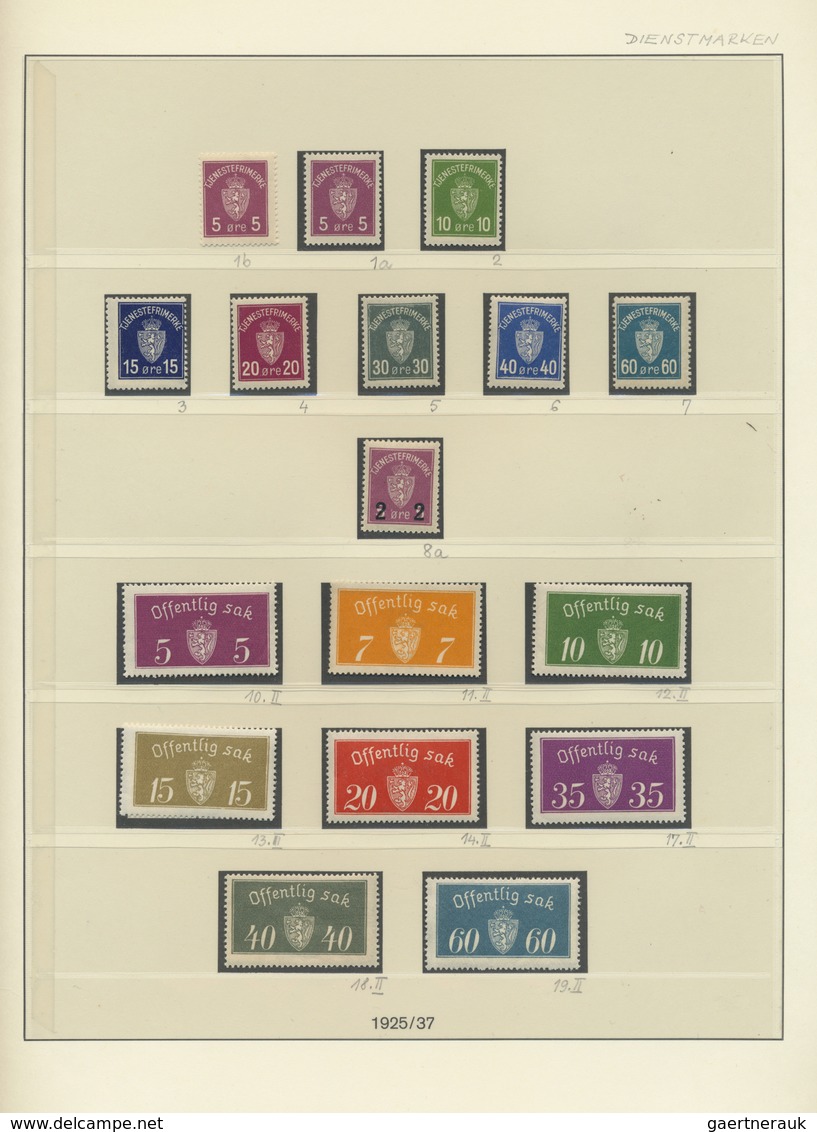 ** Norwegen - Dienstmarken: 1925/1982, Postfrische Sammlung Auf Lindner-Falzlos-T-Vordruckblättern, In - Service