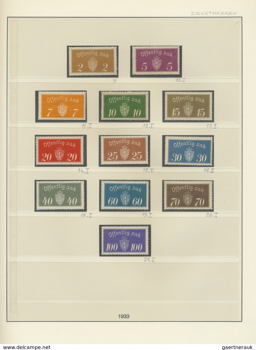 ** Norwegen - Dienstmarken: 1925/1982, Postfrische Sammlung Auf Lindner-Falzlos-T-Vordruckblättern, In - Service
