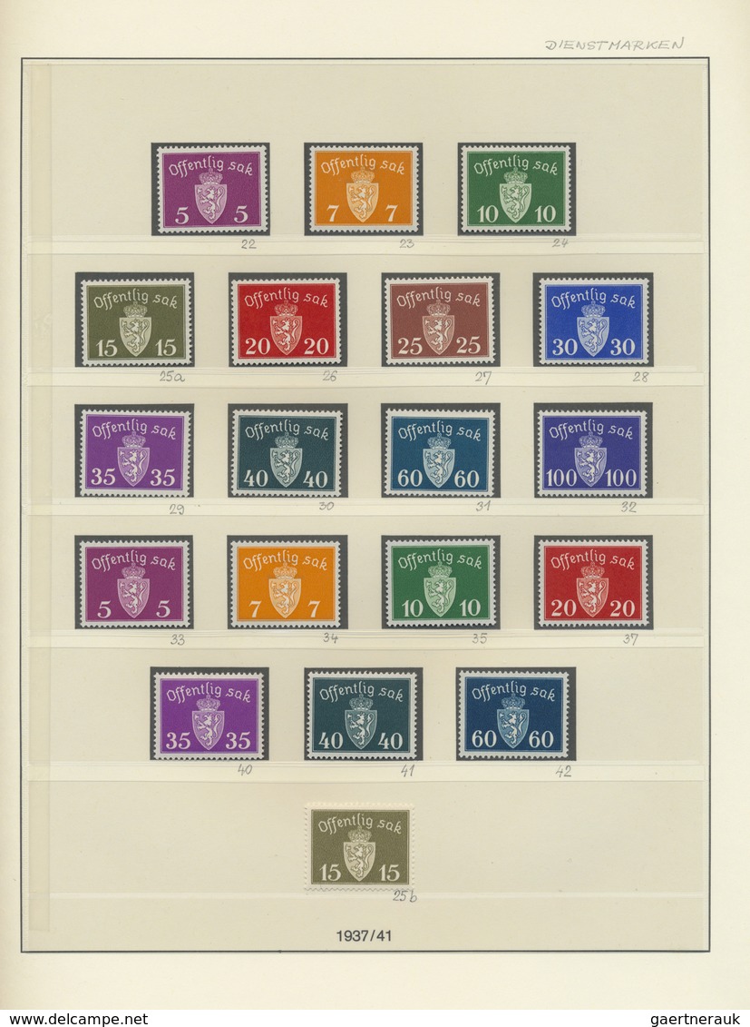 ** Norwegen - Dienstmarken: 1925/1982, Postfrische Sammlung Auf Lindner-Falzlos-T-Vordruckblättern, In - Service