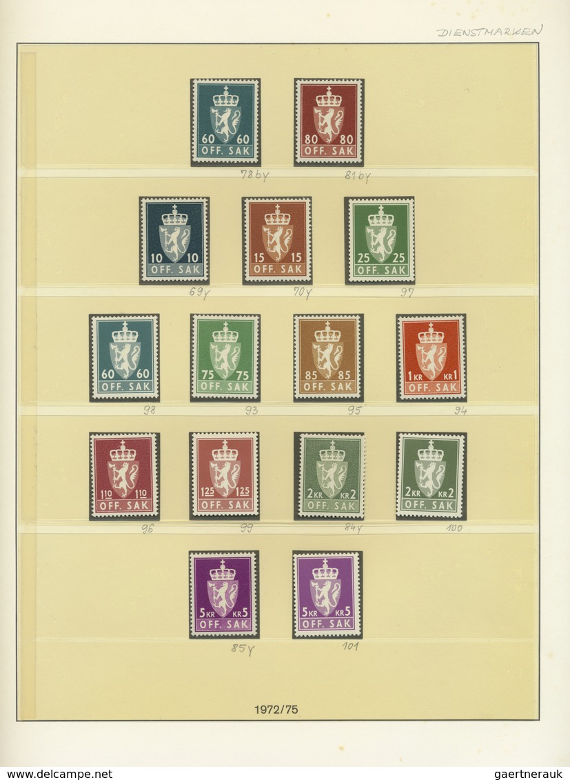 ** Norwegen - Dienstmarken: 1925/1982, postfrische Sammlung auf Lindner-Falzlos-T-Vordruckblättern, in