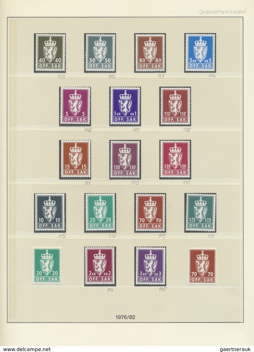 ** Norwegen - Dienstmarken: 1925/1982, postfrische Sammlung auf Lindner-Falzlos-T-Vordruckblättern, in