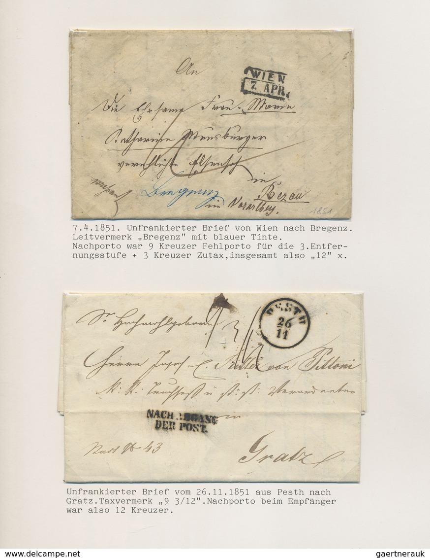 Br/GA Österreich: 1850/1899 (ca.), Ausstellungsmäßig Aufgemachte Sammlung Von Ca. 150 NACHPORTO-Belegen Mi - Neufs