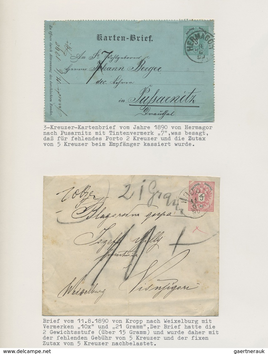 Br/GA Österreich: 1850/1899 (ca.), ausstellungsmäßig aufgemachte Sammlung von ca. 150 NACHPORTO-Belegen mi