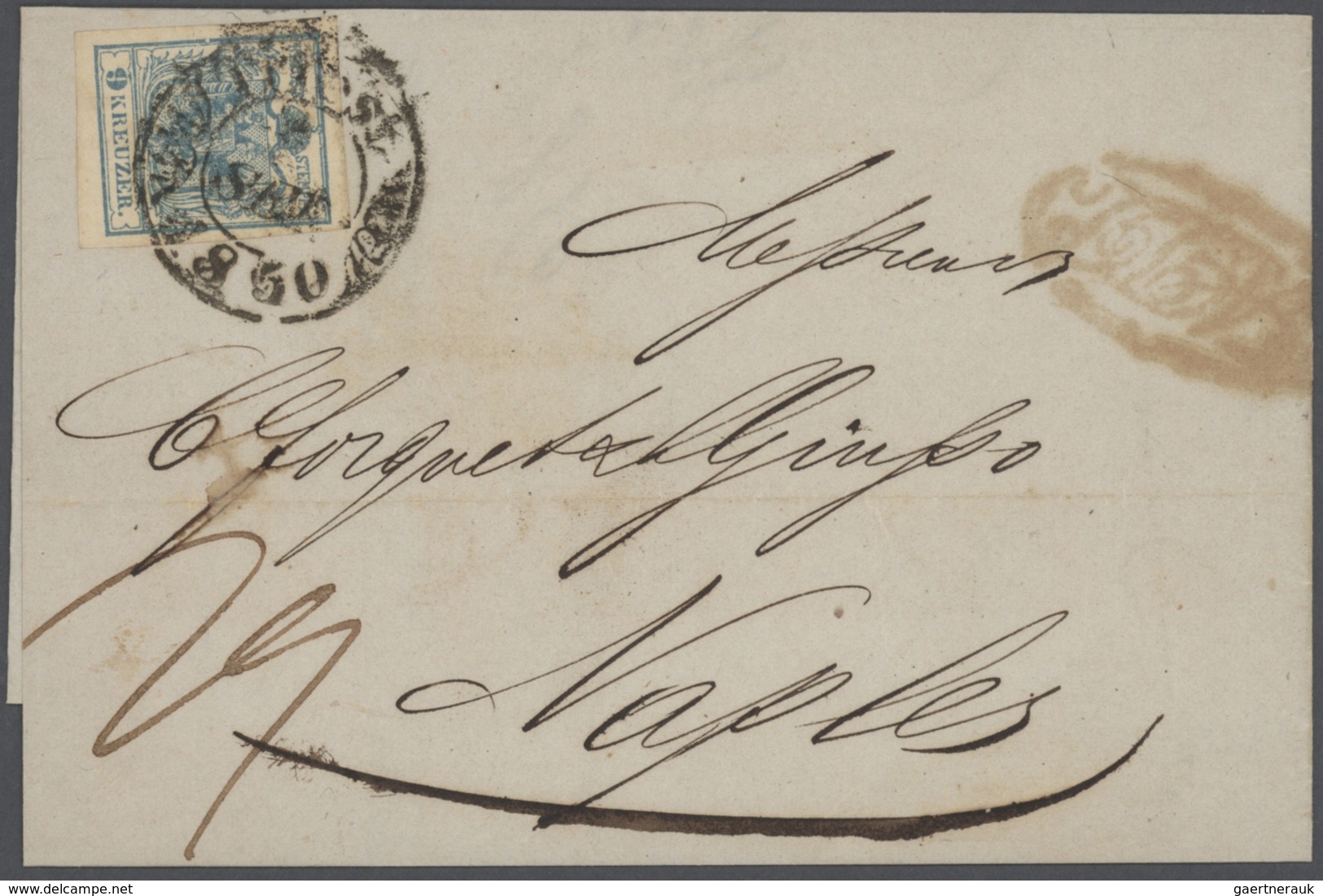 Br Österreich: 1850-56, Sammlung Von 22 Briefen Von TRIEST Oder WIEN Frankiert Mit Tadelloses 9 Kr. Mar - Neufs