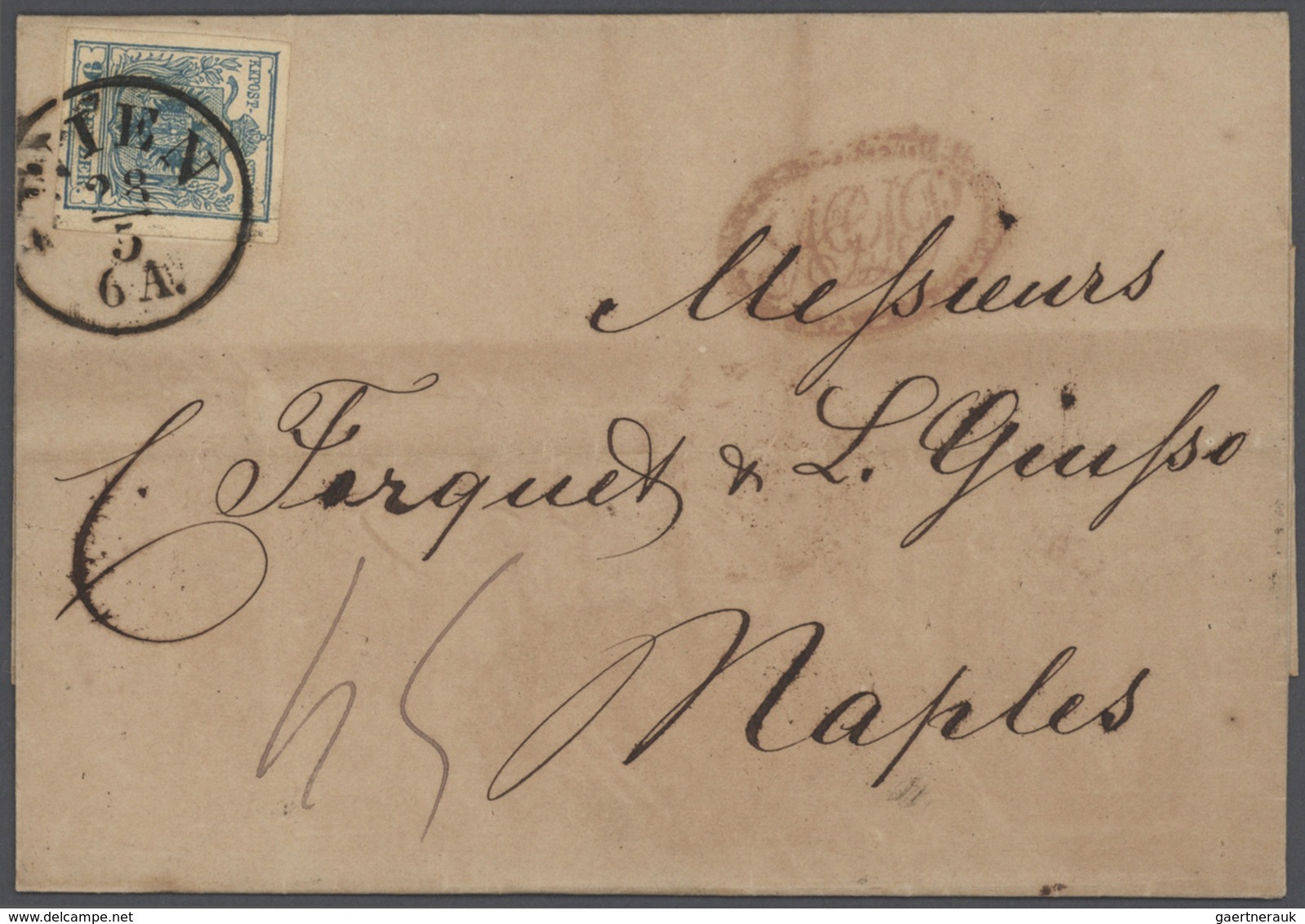 Br Österreich: 1850-56, Sammlung von 22 Briefen von TRIEST oder WIEN frankiert mit tadelloses 9 Kr. Mar