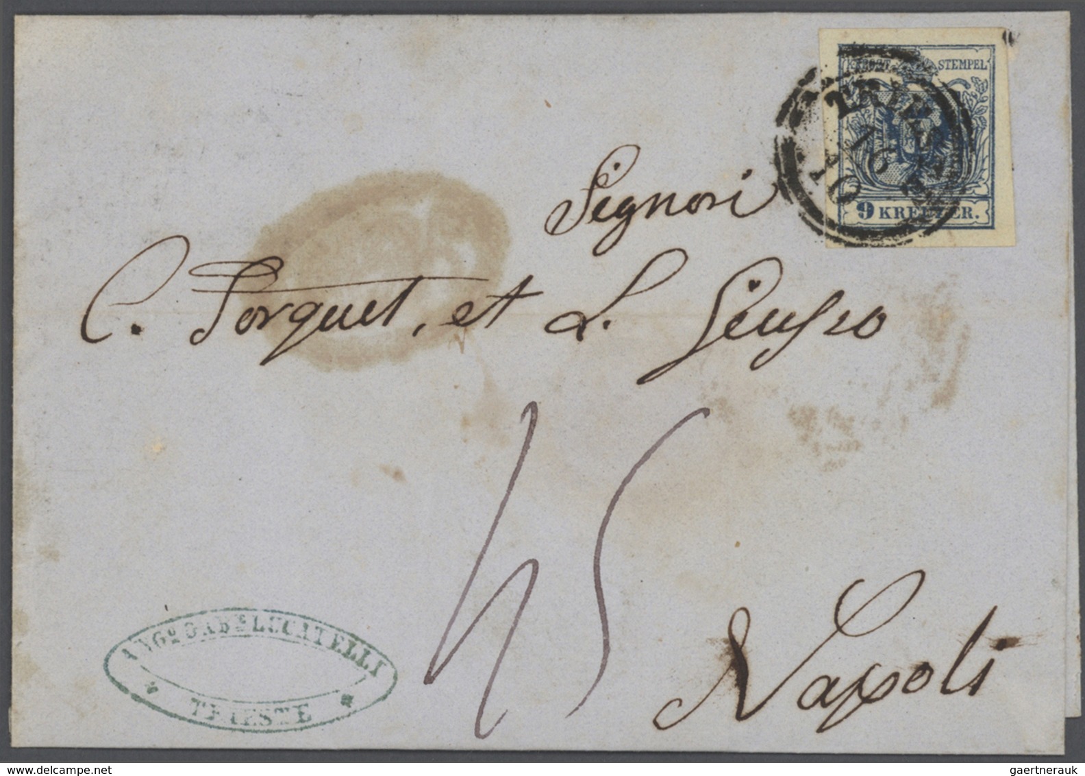 Br Österreich: 1850-56, Sammlung von 22 Briefen von TRIEST oder WIEN frankiert mit tadelloses 9 Kr. Mar