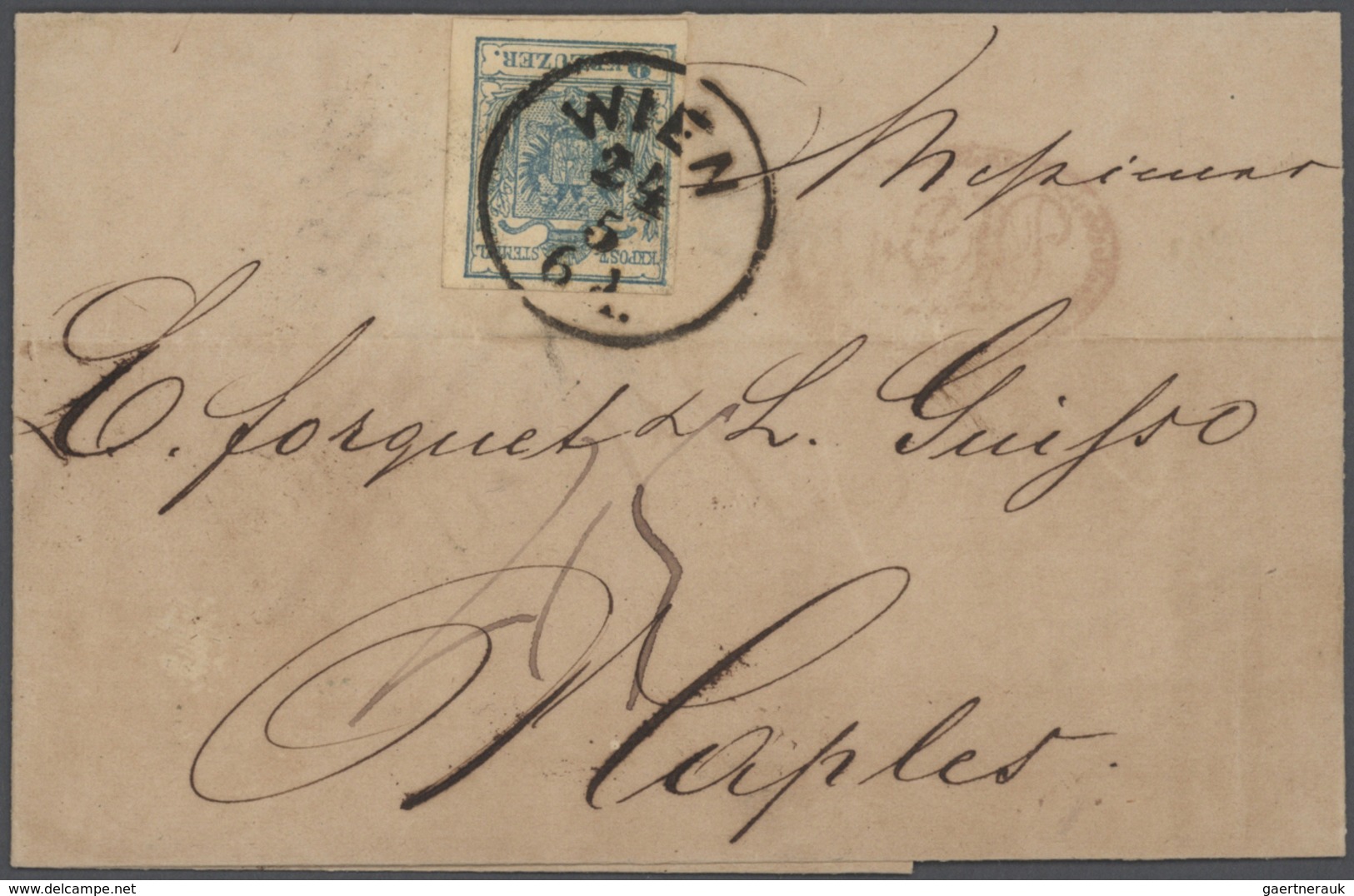 Br Österreich: 1850-56, Sammlung von 22 Briefen von TRIEST oder WIEN frankiert mit tadelloses 9 Kr. Mar