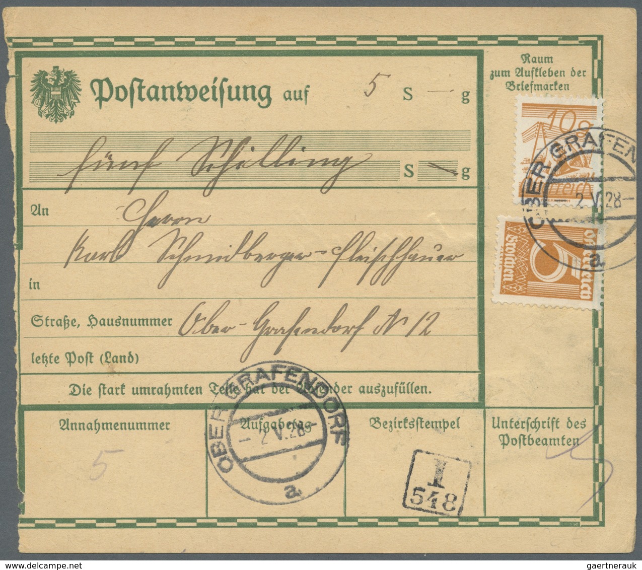 Br Österreich: 1928, Ungewöhnlicher Bestand Mit 46 POSTANWEISUNGS-FORMULAREN Meist Mit 15 Gr.-Frankatur - Neufs