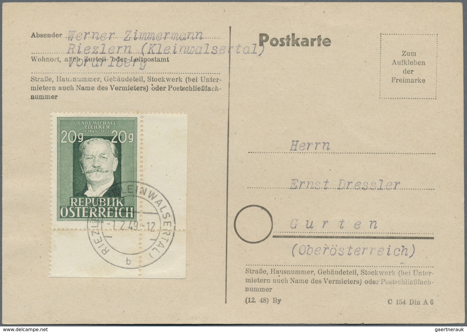 Br/GA Österreich: 1930/1956, Interessante Partie Von Ca. 13 Belegen, U.a. Ansichtskte. Mit L2 "Zur Erinner - Neufs