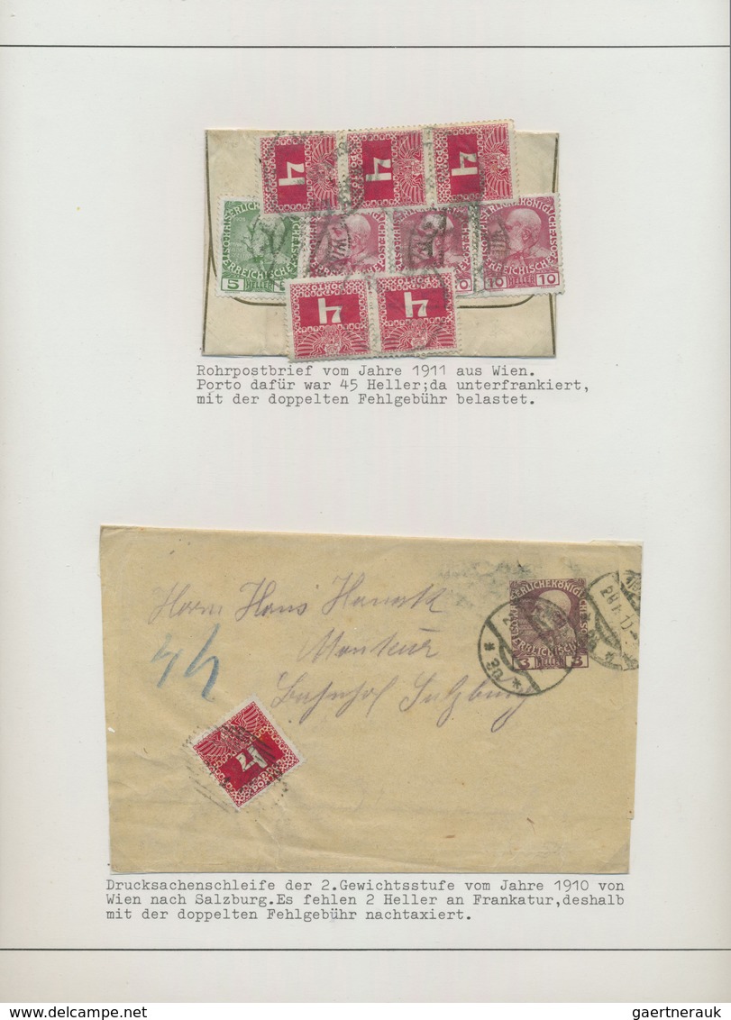 GA/Br/ Österreich - Portomarken: 1900/1918, Ausstellungsmäßig Aufgemachte Und Betextete Sammlung Von Weit ü - Taxe