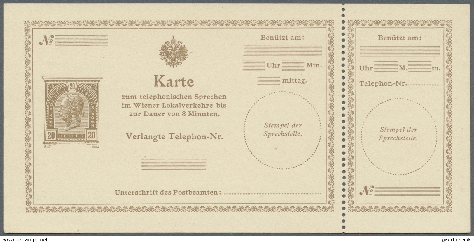 GA Österreich - Telefonsprechkarten: 1886-1900: Sammlung Von 11 UNGEBRAUCHTEN, Frühen Telefonsprechkart - Autres & Non Classés