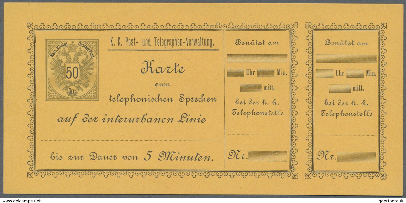 GA Österreich - Telefonsprechkarten: 1886-1900: Sammlung Von 11 UNGEBRAUCHTEN, Frühen Telefonsprechkart - Autres & Non Classés