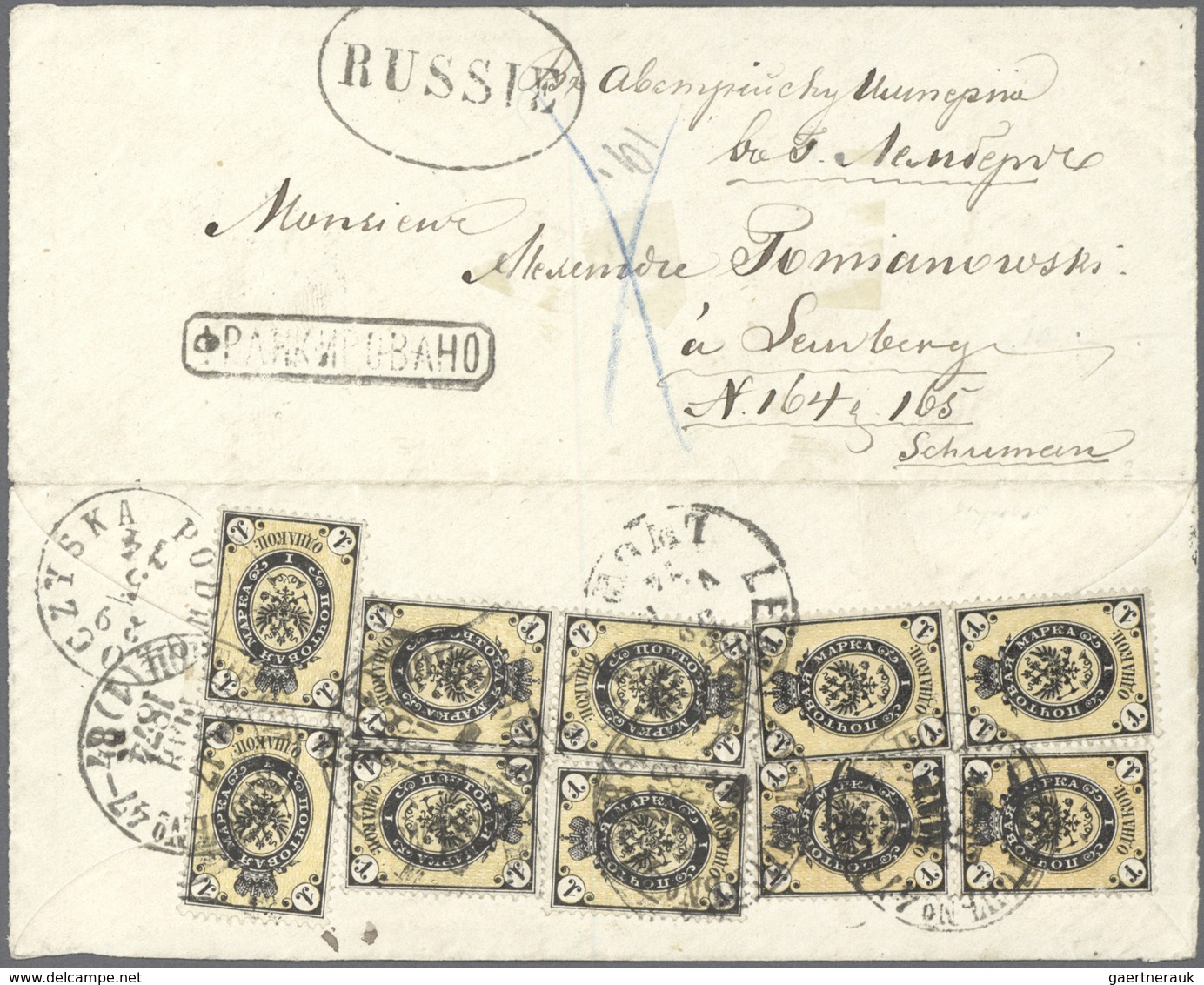 O/Brfst/Br Polen: 1854/1914 (ca.), Pre-independent Poland, collection of postmarks on Austria, Germany and espe