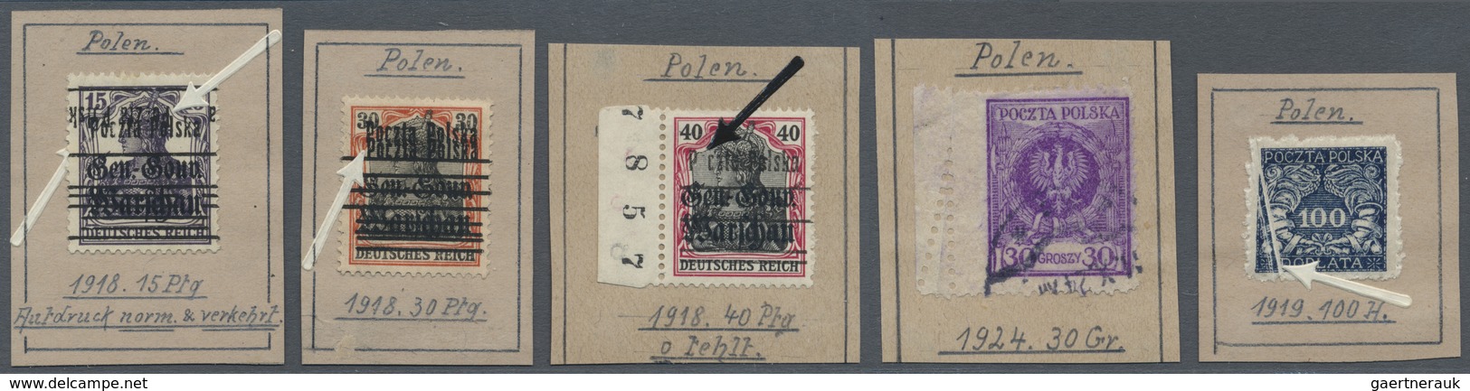 */O Polen: 1918/1936, Specialised Assortment Of 21 Stamps Showing Varieties/specialities/particularities - Lettres & Documents