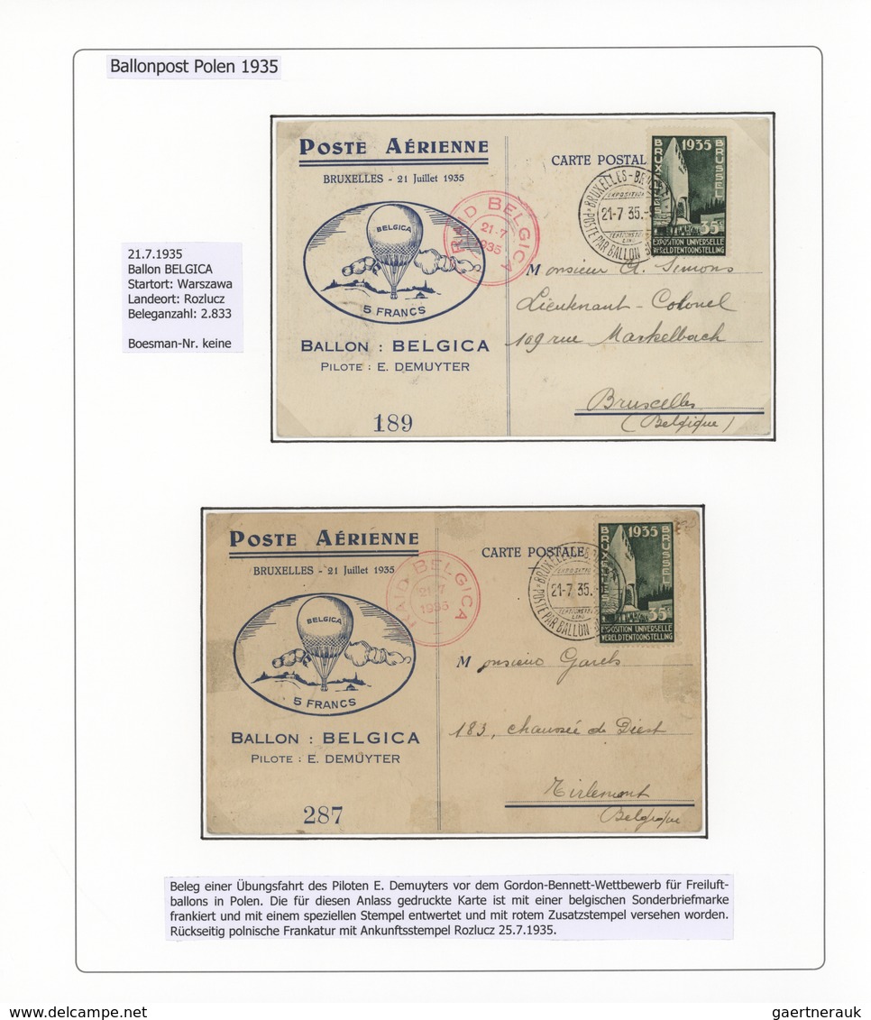 Br/GA Polen: 1926/1939, BALLOON MAIL, specialised collection of 56 balloon covers/cards, neatly arranged o