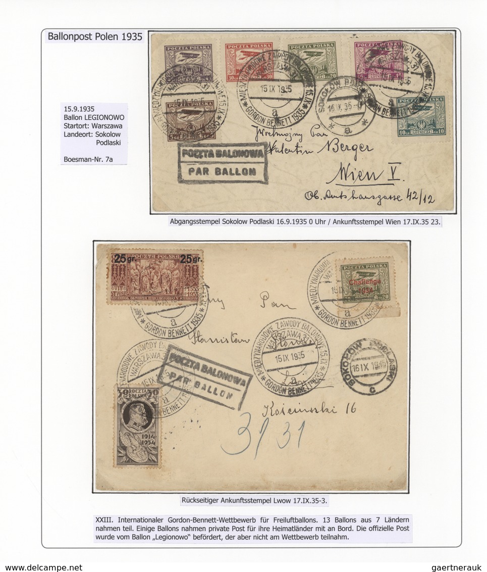 Br/GA Polen: 1926/1939, BALLOON MAIL, specialised collection of 56 balloon covers/cards, neatly arranged o