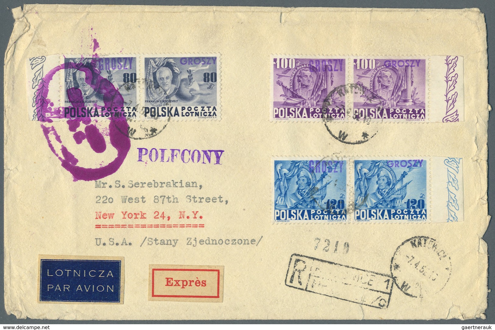 Br Polen: 1952 Groszy Overprints (purple) On Constitutional Issue (Michel No. 617/19), Complete Set In - Lettres & Documents