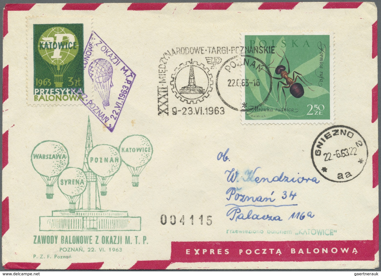 **/*/(*)/Br Polen - Besonderheiten: BALLOON MAIL: 1926/1962 (ca.), Accumulation With 44 Different Loose Vignette - Autres & Non Classés