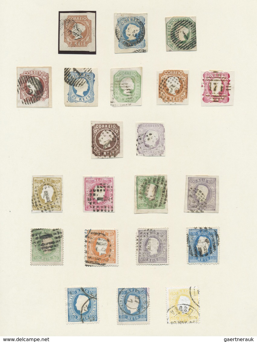O/Brfst Portugal: 1853/1880, Used Collection Of Classic And Semi-classic Stamps On Album Page, E.g. 1853 5r. - Lettres & Documents