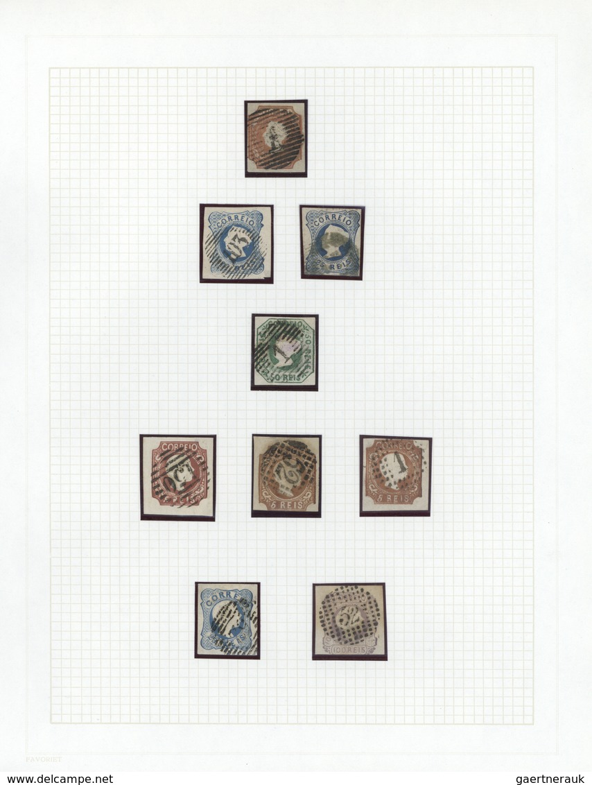 O Portugal: 1853/1870, Used Collection Of 41 Classic Stamps On Album Page, Incl. Maria 1853 5r. Brown - Brieven En Documenten