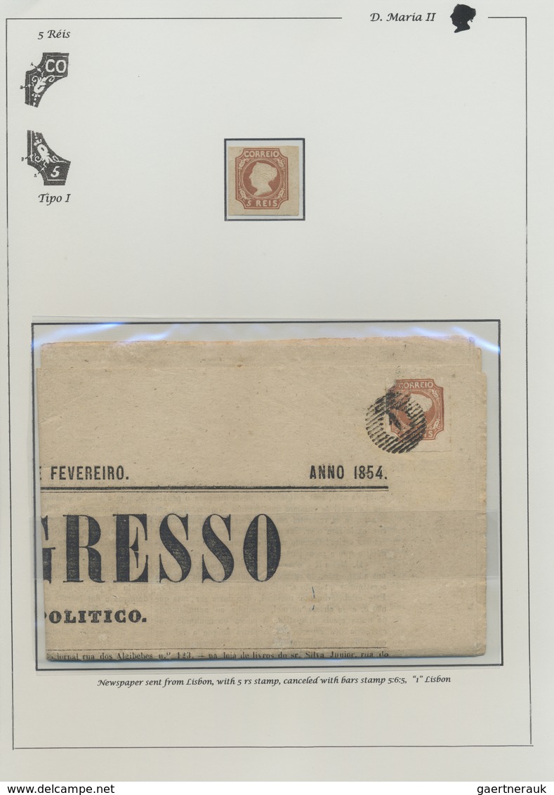 O/Br/Brfst/*/(*) Portugal: 1853/1855, MARIA ISSUES, High-class And Deeply Specialised Collection On Written Up Pages, - Lettres & Documents