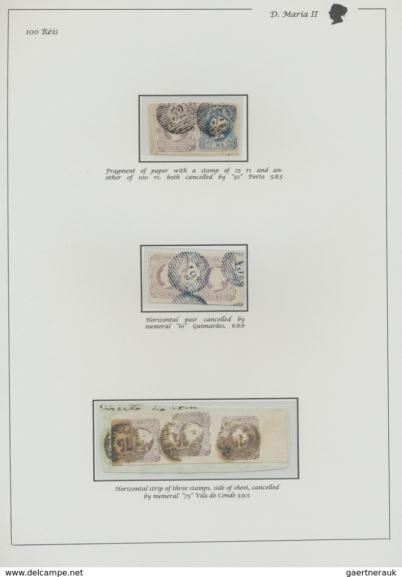 O/Br/Brfst/*/(*) Portugal: 1853/1855, MARIA ISSUES, High-class And Deeply Specialised Collection On Written Up Pages, - Lettres & Documents