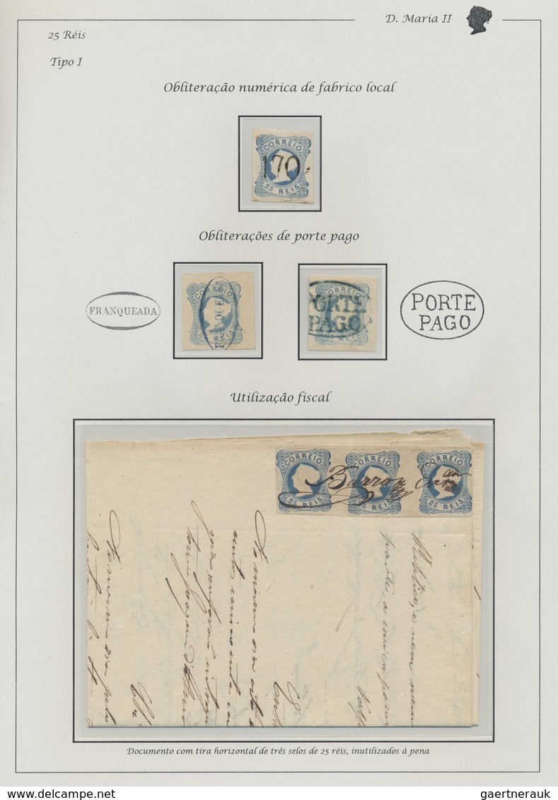 O/Br/Brfst/*/(*) Portugal: 1853/1855, MARIA ISSUES, high-class and deeply specialised collection on written up pages,