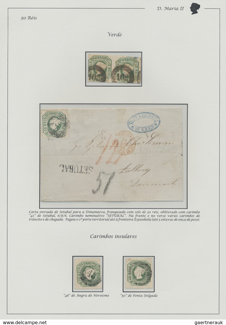 O/Br/Brfst/*/(*) Portugal: 1853/1855, MARIA ISSUES, high-class and deeply specialised collection on written up pages,