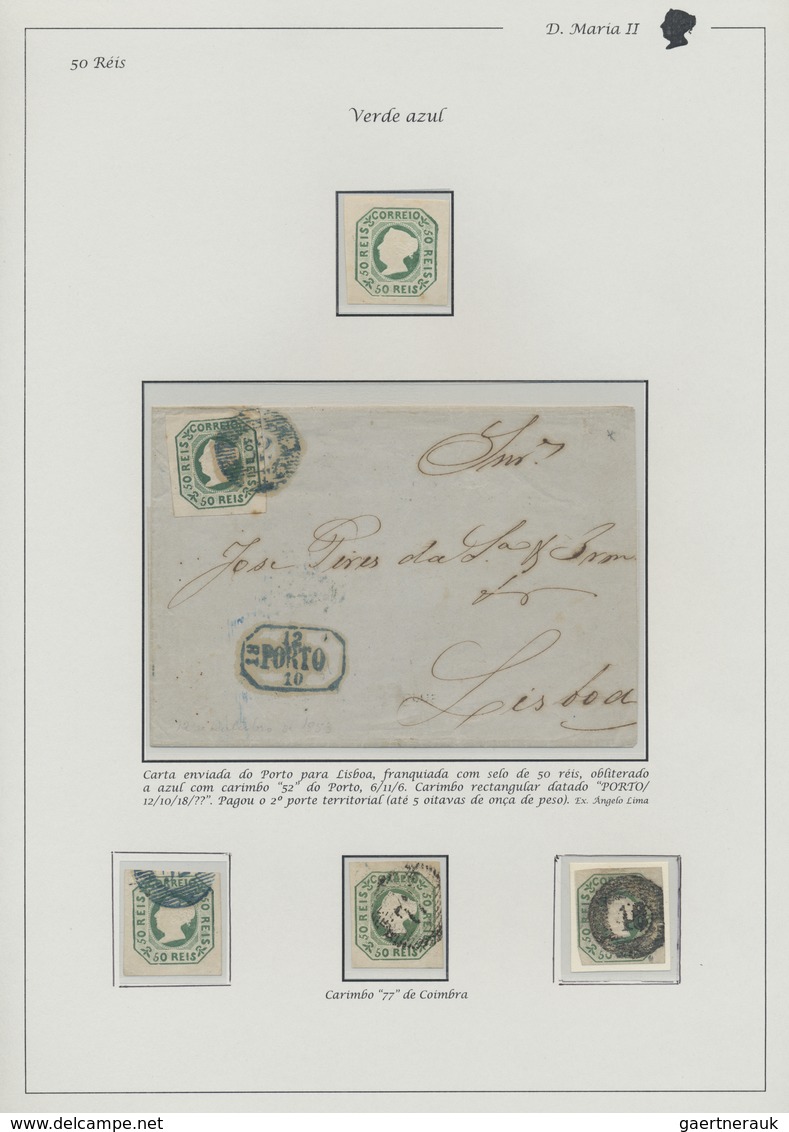 O/Br/Brfst/*/(*) Portugal: 1853/1855, MARIA ISSUES, high-class and deeply specialised collection on written up pages,